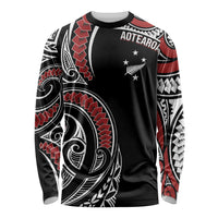 New Zealand Darts Personalized Hei Manaia Long Sleeve Shirt Classic Kowhaiwhai LT7 Unisex Black - Polynesian Pride