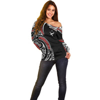 New Zealand Darts Personalized Hei Manaia Off Shoulder Sweater Classic Kowhaiwhai LT7 - Polynesian Pride