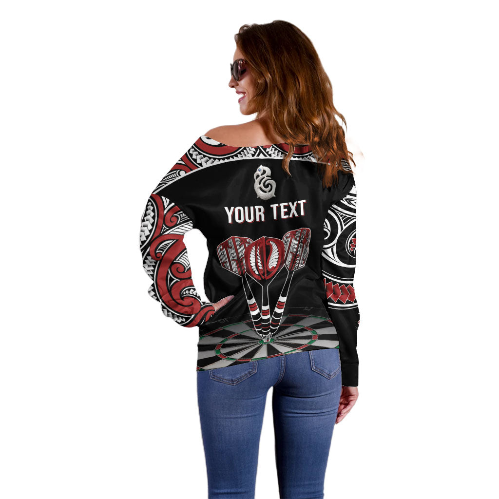 New Zealand Darts Personalized Hei Manaia Off Shoulder Sweater Classic Kowhaiwhai LT7 - Polynesian Pride