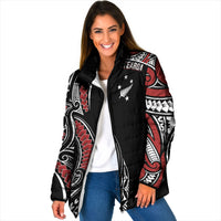 New Zealand Darts Personalized Hei Manaia Padded Jacket Classic Kowhaiwhai LT7 Women Black - Polynesian Pride