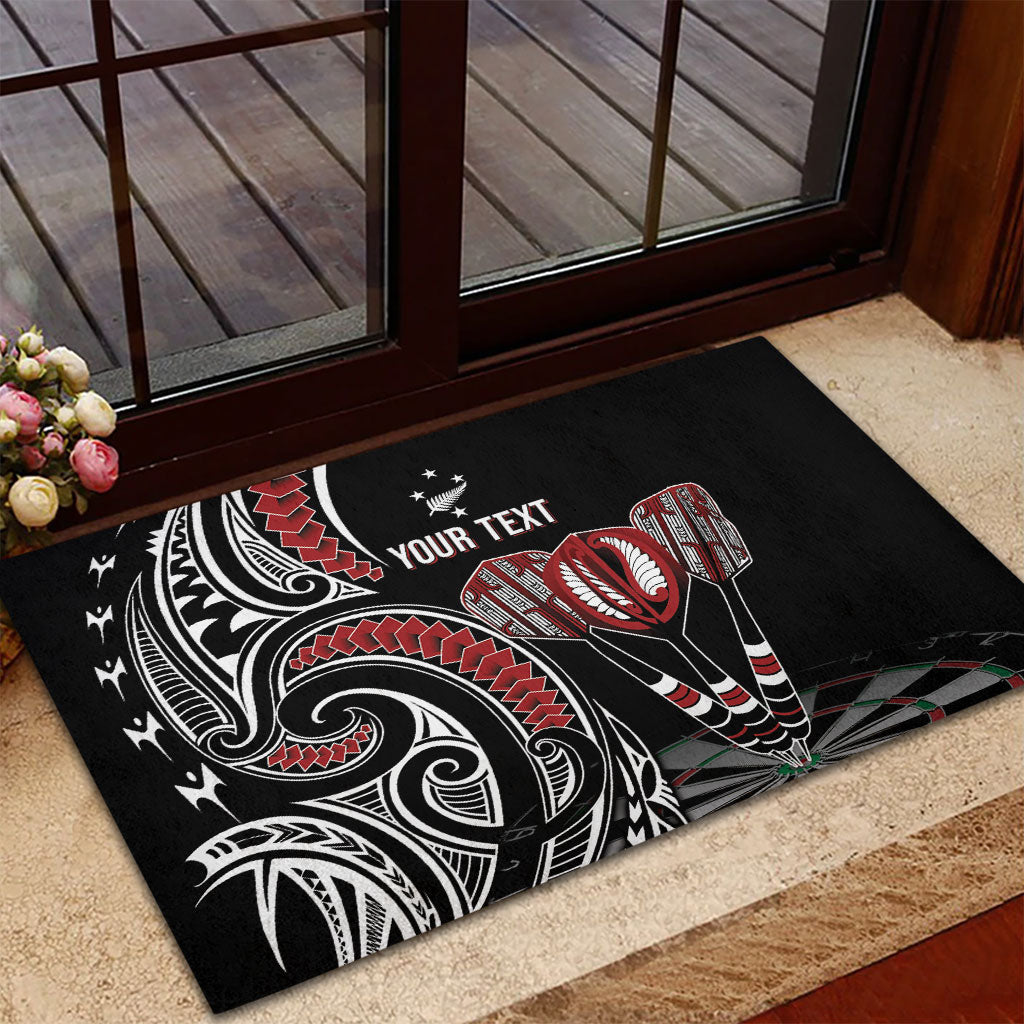 New Zealand Darts Personalized Hei Manaia Rubber Doormat Classic Kowhaiwhai LT7 - Polynesian Pride