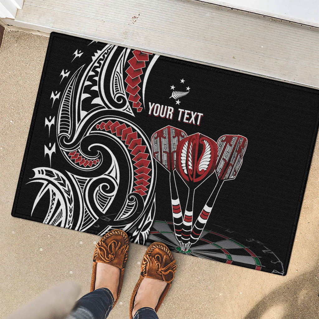 New Zealand Darts Personalized Hei Manaia Rubber Doormat Classic Kowhaiwhai LT7 - Polynesian Pride