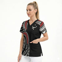 New Zealand Darts Personalized Hei Manaia Scrub Top Classic Kowhaiwhai LT7 - Polynesian Pride