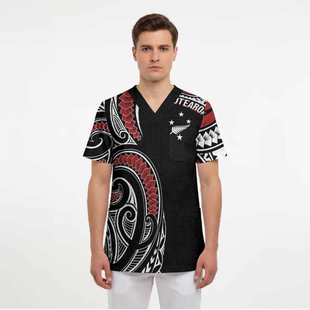New Zealand Darts Personalized Hei Manaia Scrub Top Classic Kowhaiwhai LT7 - Polynesian Pride