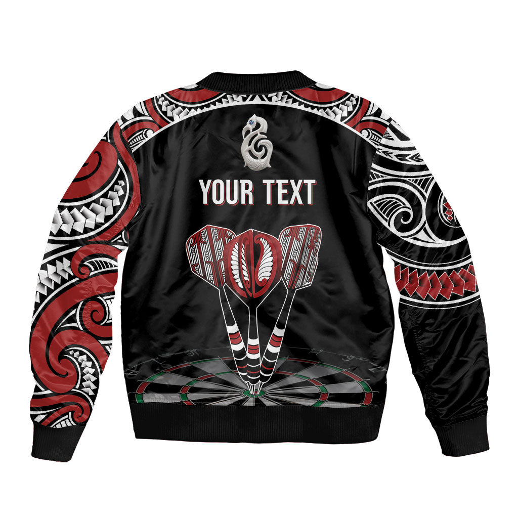 New Zealand Darts Personalized Hei Manaia Sleeve Zip Bomber Jacket Classic Kowhaiwhai LT7 - Polynesian Pride