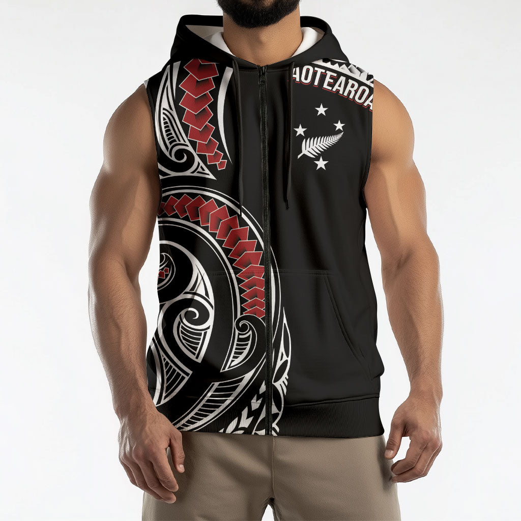 New Zealand Darts Personalized Hei Manaia Sleeveless Zip Hoodie Classic Kowhaiwhai LT7 - Polynesian Pride