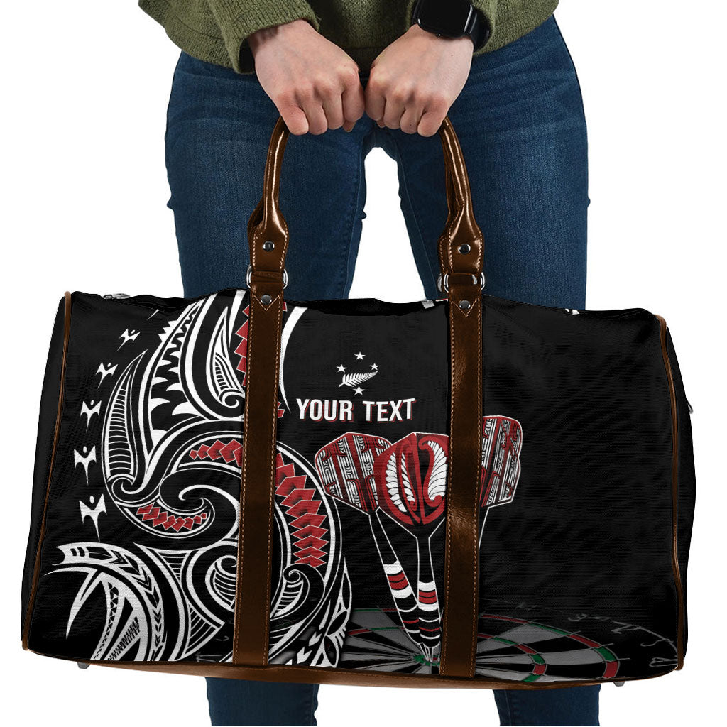 New Zealand Darts Personalized Hei Manaia Travel Bag Classic Kowhaiwhai LT7 Black - Polynesian Pride