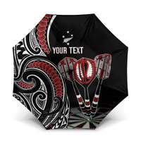 New Zealand Darts Personalized Hei Manaia Umbrella Classic Kowhaiwhai LT7 One Size Folded 11.42 inch Opened Diameter 37.4 inch Black - Polynesian Pride
