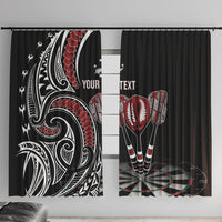 New Zealand Darts Personalized Hei Manaia Window Curtain Classic Kowhaiwhai LT7 With Hooks Black - Polynesian Pride