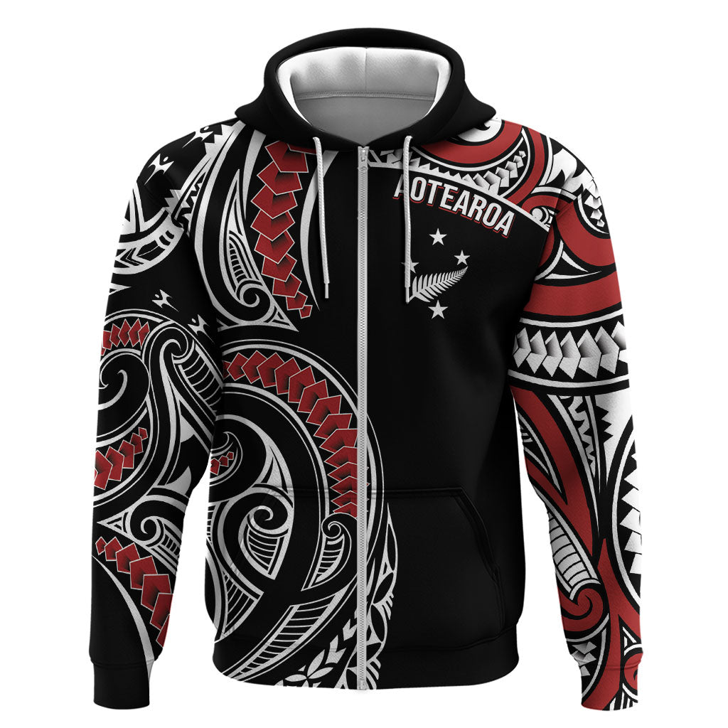 New Zealand Darts Personalized Hei Manaia Zip Hoodie Classic Kowhaiwhai LT7 Zip Hoodie Black - Polynesian Pride