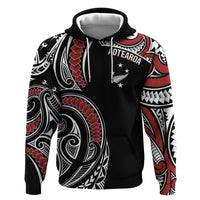 New Zealand Darts Personalized Hei Manaia Zip Hoodie Classic Kowhaiwhai LT7 Pullover Hoodie Black - Polynesian Pride