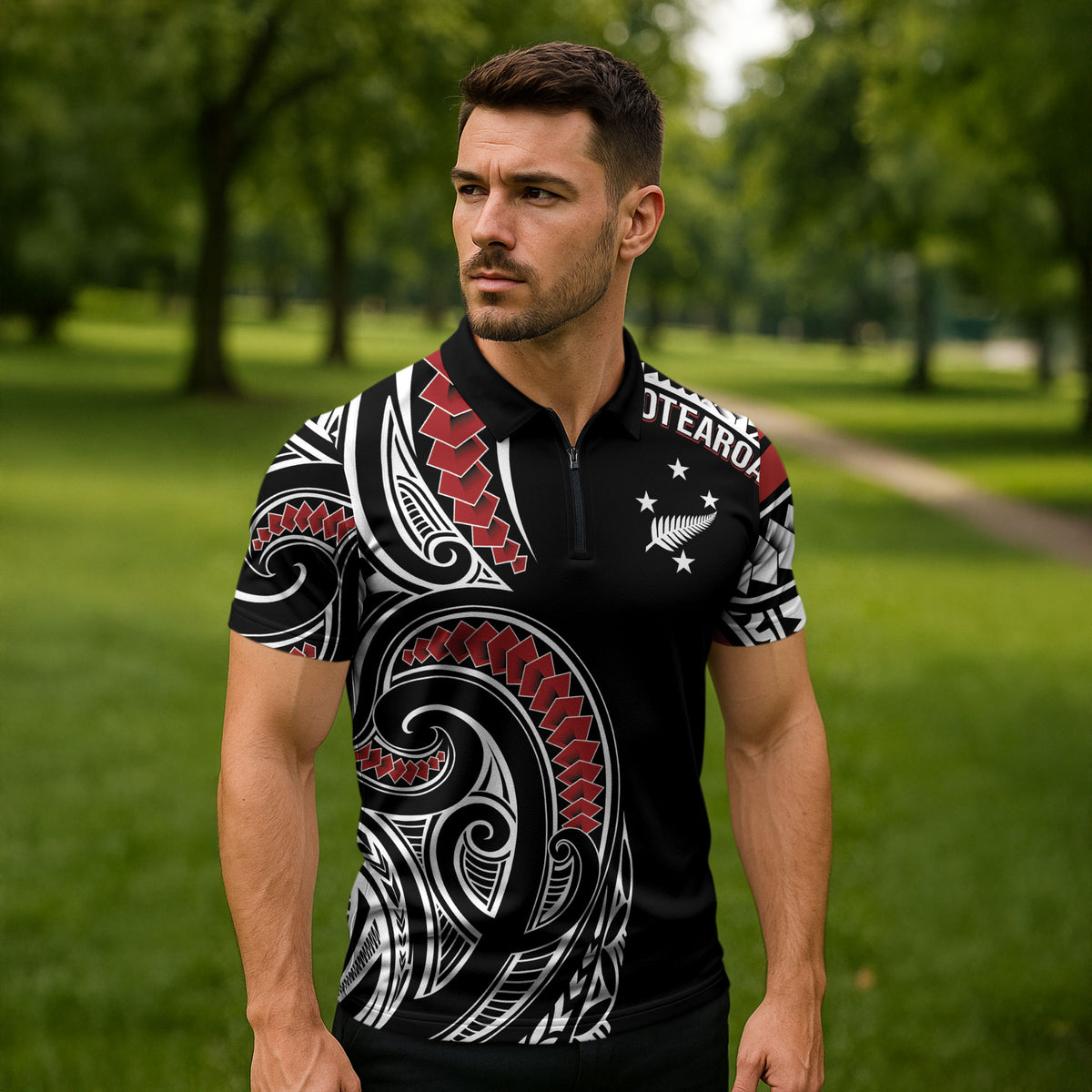 New Zealand Darts Personalized Hei Manaia Zipper Polo Shirt Classic Kowhaiwhai LT7 - Polynesian Pride