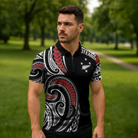 New Zealand Darts Personalized Hei Manaia Zipper Polo Shirt Classic Kowhaiwhai LT7 - Polynesian Pride