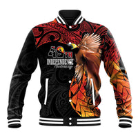 Papua New Guinea Personalised Baseball Jacket Grunge Style 49th Independence Anni LT7 Unisex Black Red - Polynesian Pride