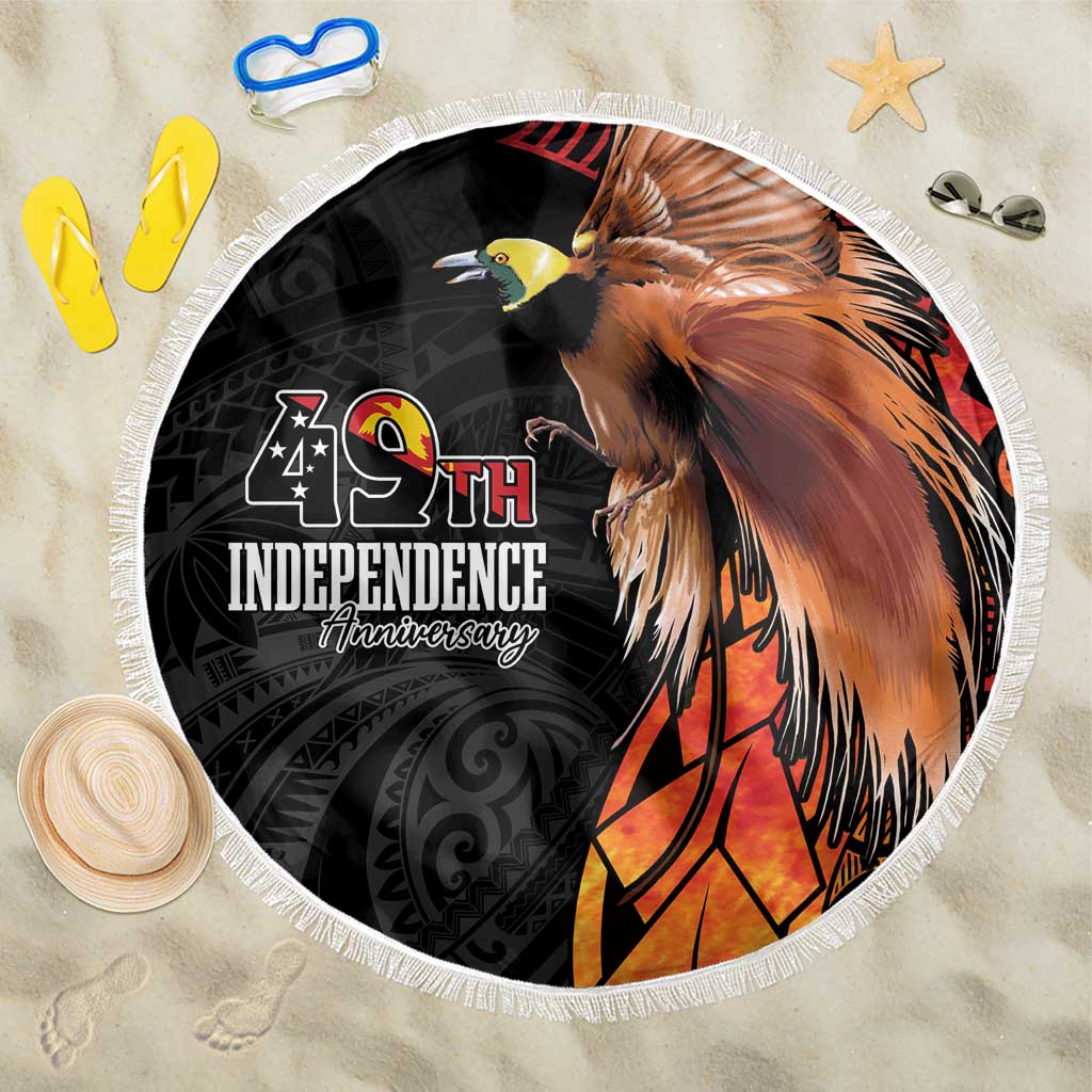 Papua New Guinea Beach Blanket Grunge Style 49th Independence Anni LT7 One Size 150cm Black Red - Polynesian Pride