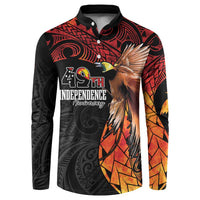 Papua New Guinea Personalised Button Sweatshirt Grunge Style 49th Independence Anni LT7 Black Red - Polynesian Pride