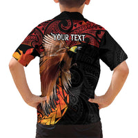 Papua New Guinea Personalised Family Matching Short Sleeve Bodycon Dress and Hawaiian Shirt Grunge Style 49th Independence Anni