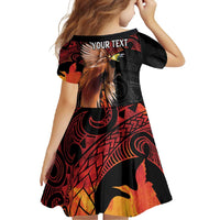 Papua New Guinea Personalised Family Matching Short Sleeve Bodycon Dress and Hawaiian Shirt Grunge Style 49th Independence Anni