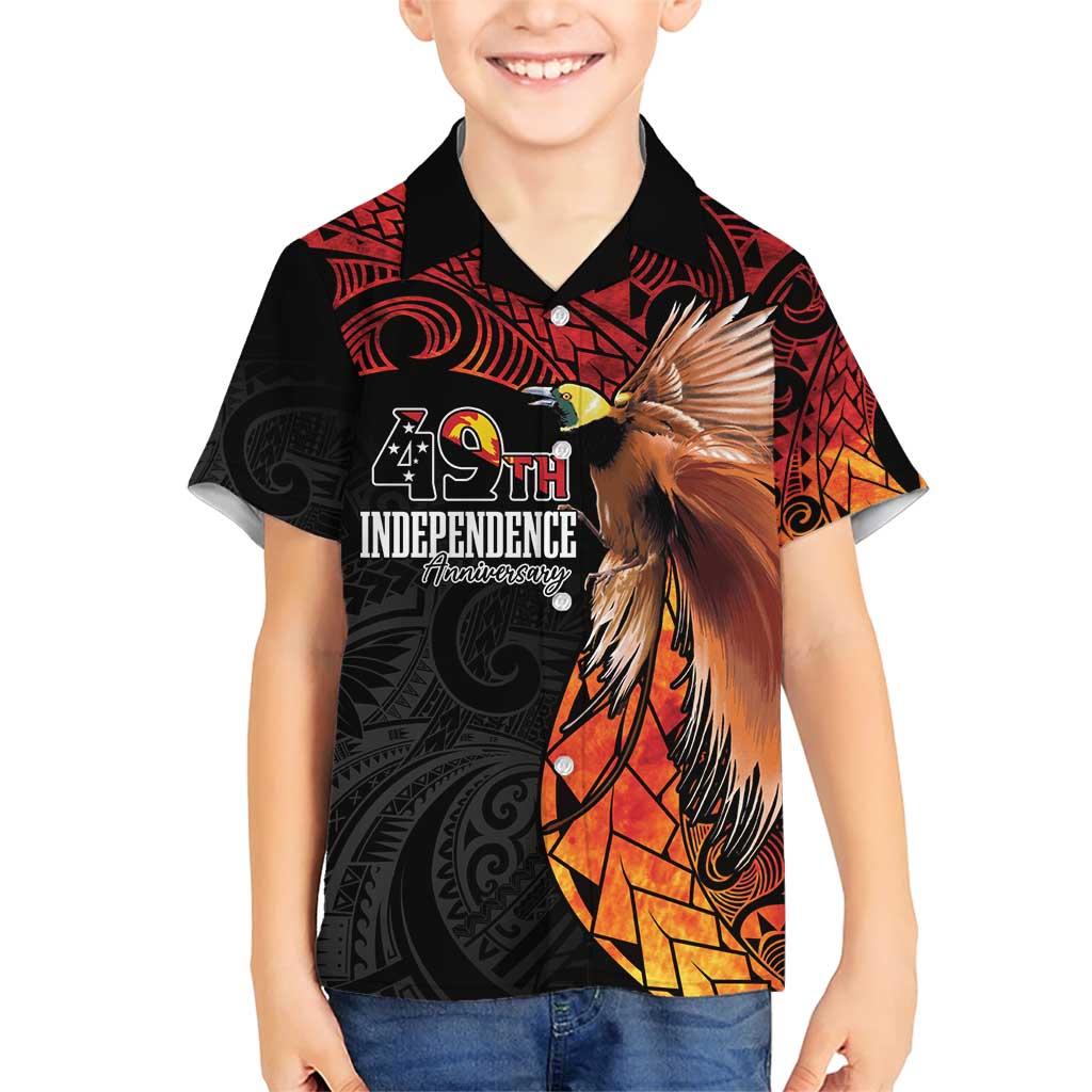 Papua New Guinea Personalised Family Matching Short Sleeve Bodycon Dress and Hawaiian Shirt Grunge Style 49th Independence Anni