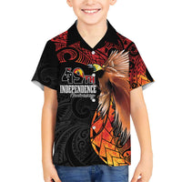 Papua New Guinea Personalised Family Matching Short Sleeve Bodycon Dress and Hawaiian Shirt Grunge Style 49th Independence Anni