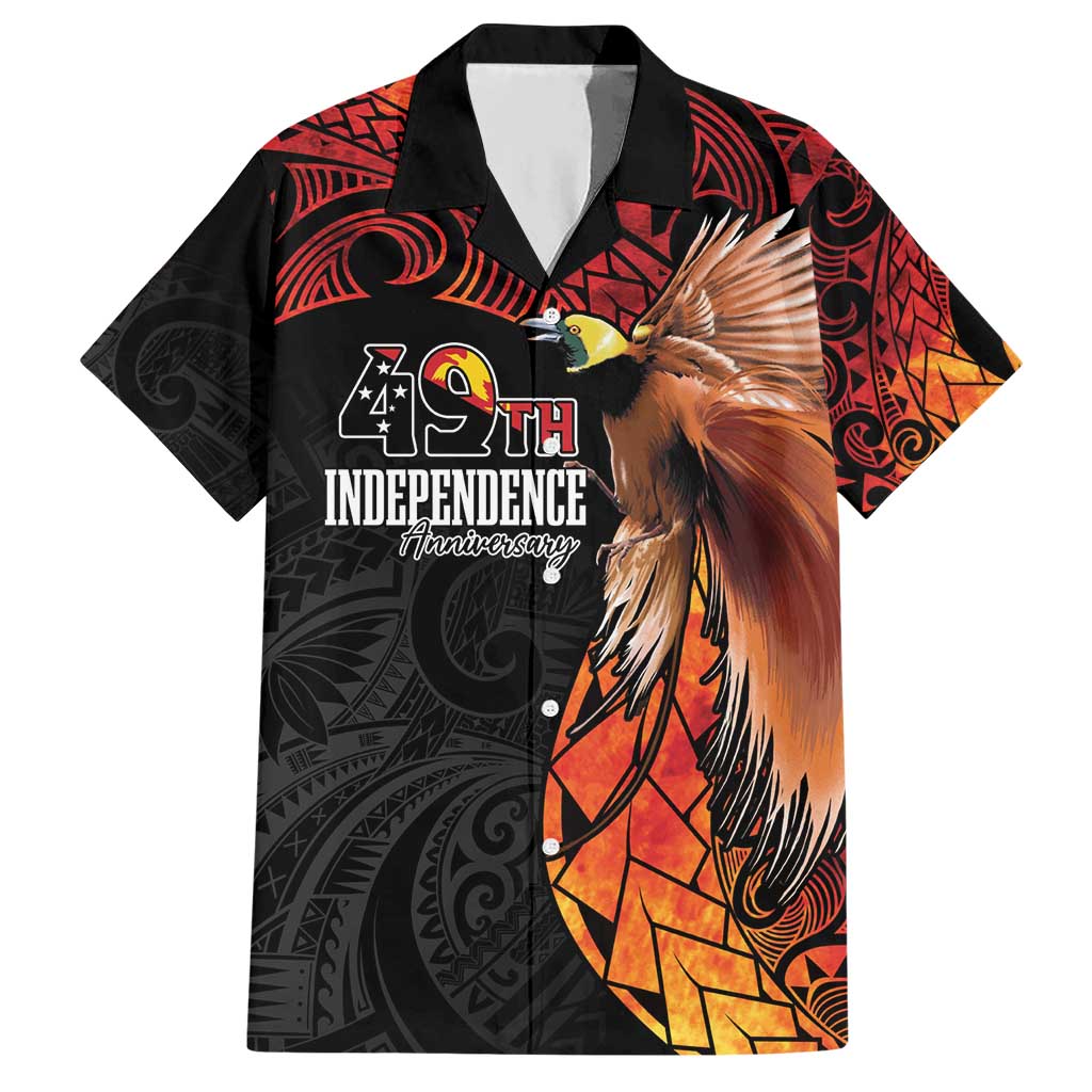 Papua New Guinea Personalised Hawaiian Shirt Grunge Style 49th Independence Anni LT7 Black Red - Polynesian Pride
