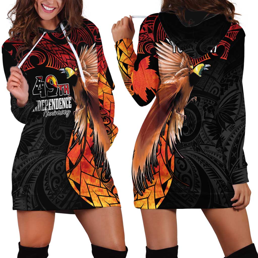 Papua New Guinea Personalised Hoodie Dress Grunge Style 49th Independence Anni LT7 - Polynesian Pride