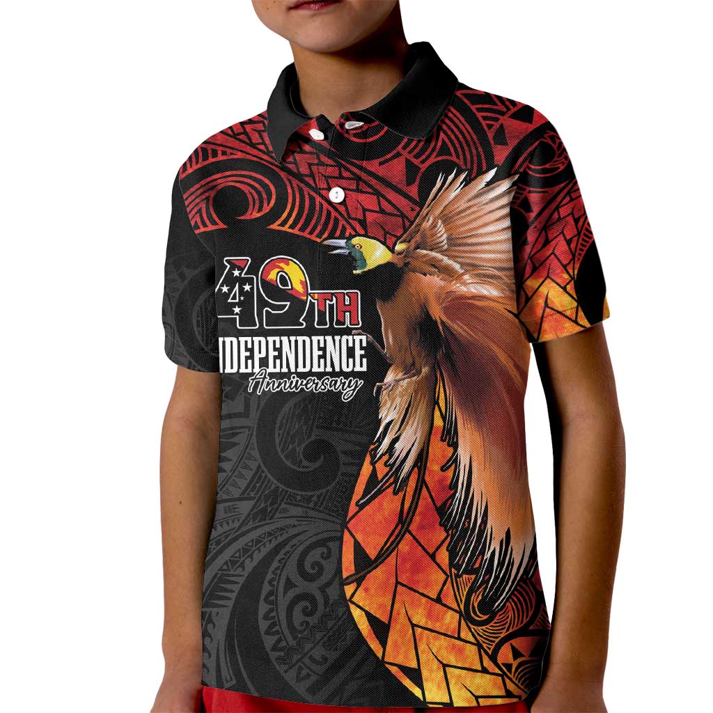Papua New Guinea Personalised Kid Polo Shirt Grunge Style 49th Independence Anni