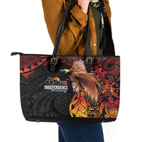 Papua New Guinea Leather Tote Bag Grunge Style 49th Independence Anni LT7 - Polynesian Pride