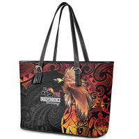 Papua New Guinea Leather Tote Bag Grunge Style 49th Independence Anni LT7 - Polynesian Pride