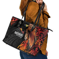 Papua New Guinea Leather Tote Bag Grunge Style 49th Independence Anni LT7 - Polynesian Pride