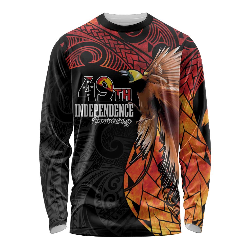 Papua New Guinea Personalised Long Sleeve Shirt Grunge Style 49th Independence Anni