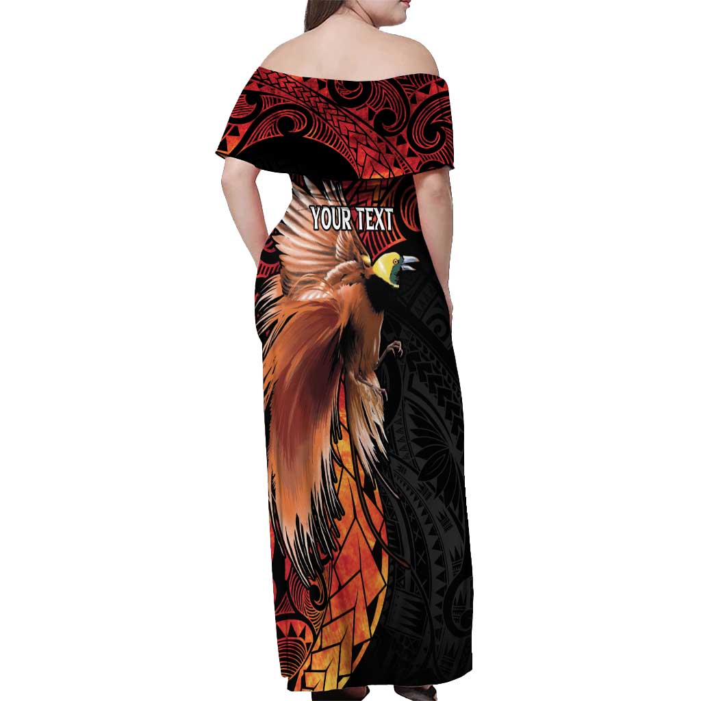 Papua New Guinea Personalised Off Shoulder Maxi Dress Grunge Style 49th Independence Anni LT7 - Polynesian Pride