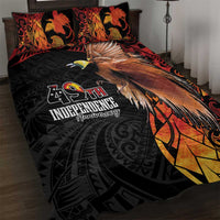 Papua New Guinea Quilt Bed Set Grunge Style 49th Independence Anni LT7 Black Red - Polynesian Pride