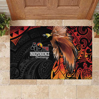 Papua New Guinea Rubber Doormat Grunge Style 49th Independence Anni LT7 Black Red - Polynesian Pride