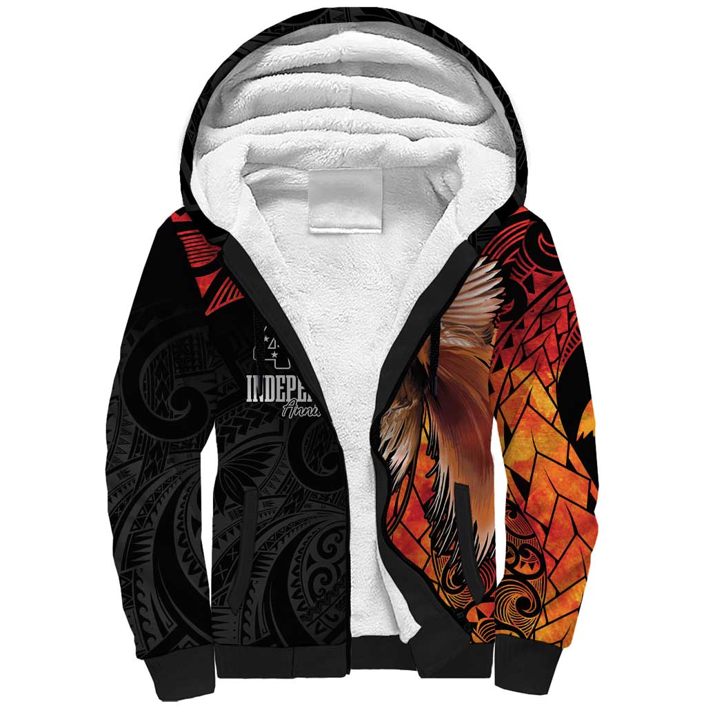 Papua New Guinea Personalised Sherpa Hoodie Grunge Style 49th Independence Anni LT7 Unisex Black Red - Polynesian Pride