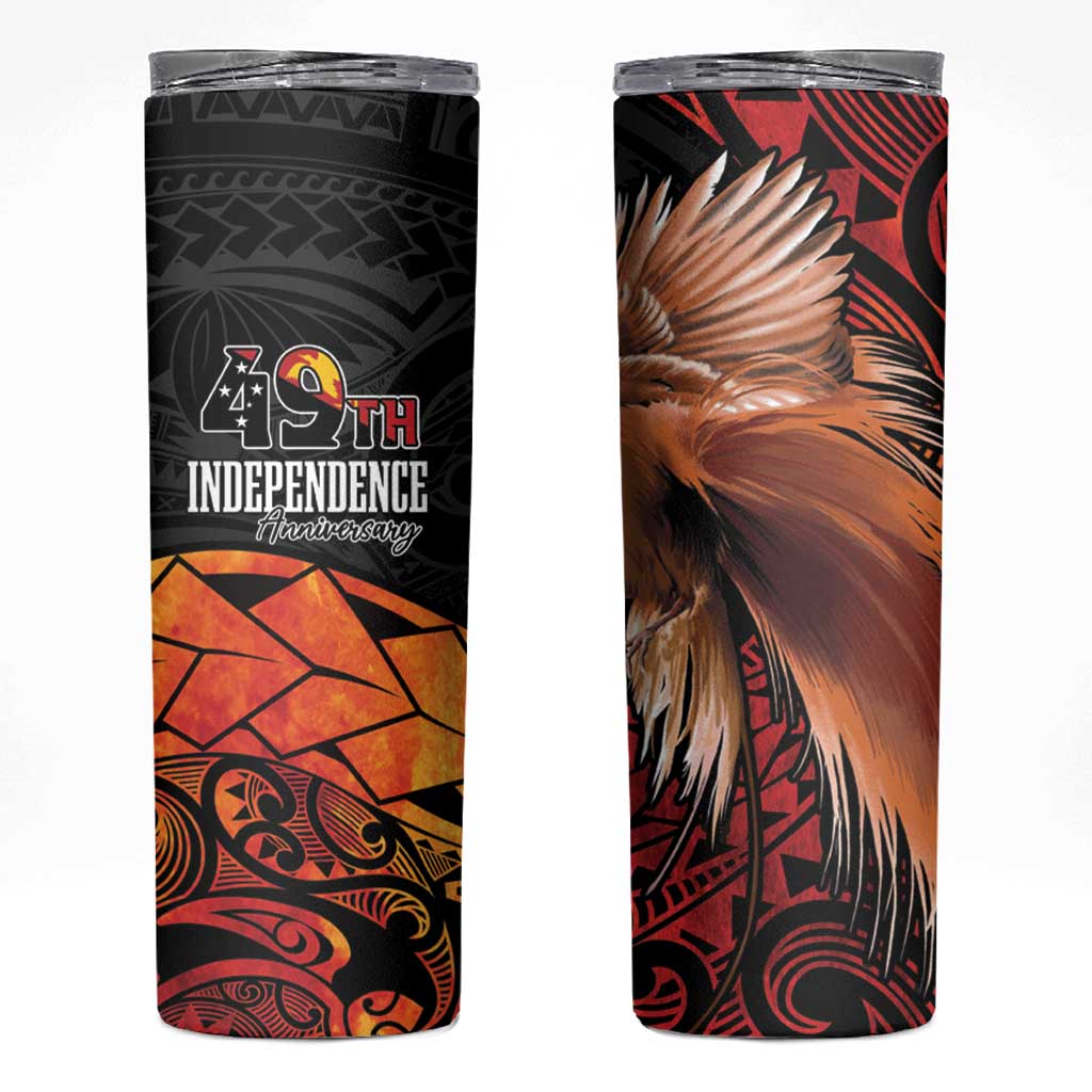 Papua New Guinea Skinny Tumbler Grunge Style 49th Independence Anni