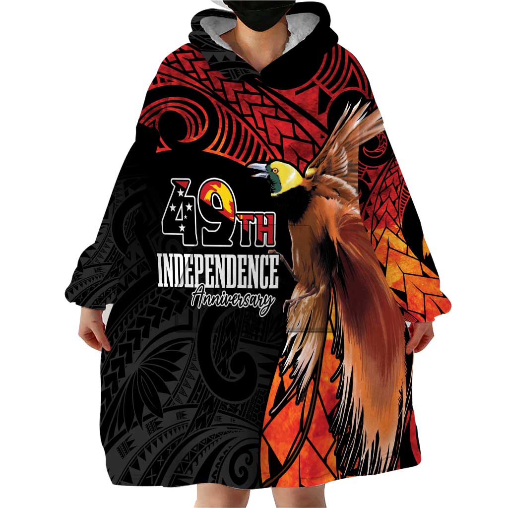 Papua New Guinea Personalised Wearable Blanket Hoodie Grunge Style 49th Independence Anni LT7 - Polynesian Pride