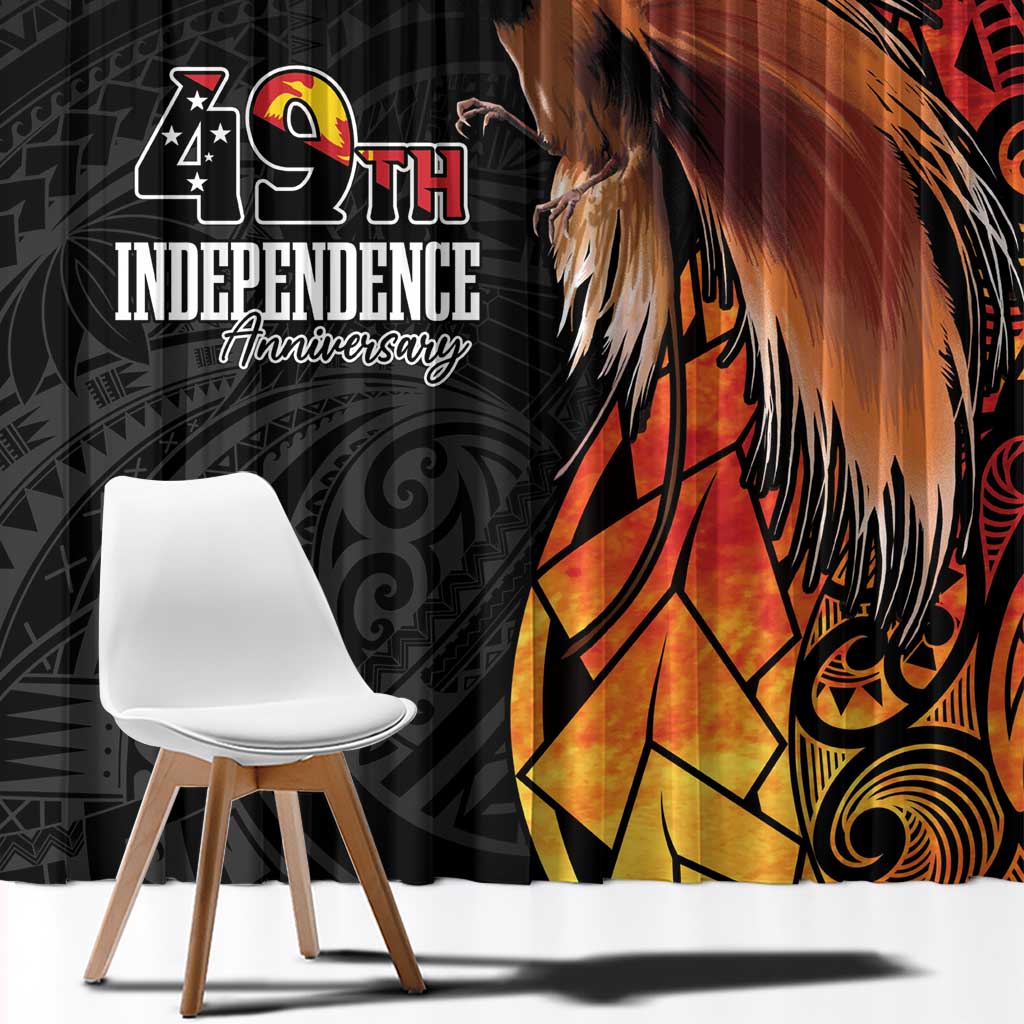 Papua New Guinea Window Curtain Grunge Style 49th Independence Anni LT7 - Polynesian Pride