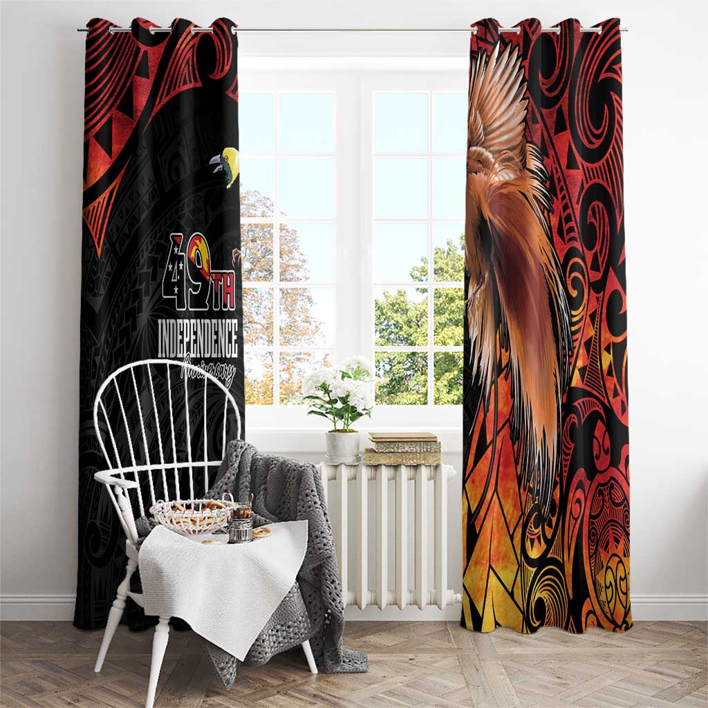 Papua New Guinea Window Curtain Grunge Style 49th Independence Anni LT7 - Polynesian Pride