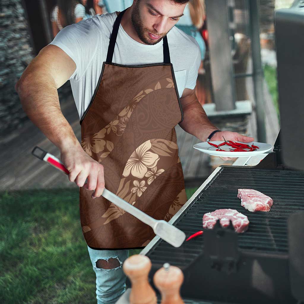 Aloha Hawaii Floral Tapa Apron Patchwork Mocha LT7 - Polynesian Pride