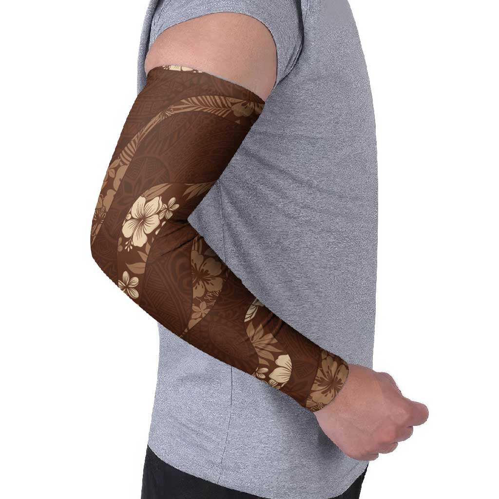 Aloha Hawaii Floral Tapa Arm Sleeves Patchwork Mocha - Polynesian Pride