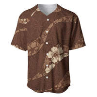 Aloha Hawaii Floral Tapa Baseball Jersey Patchwork Mocha - Polynesian Pride