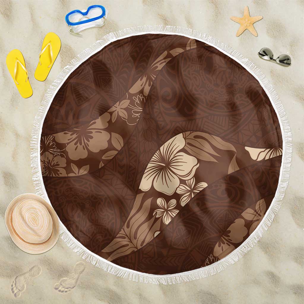 Aloha Hawaii Floral Tapa Beach Blanket Patchwork Mocha LT7 One Size 150cm Mocha - Polynesian Pride