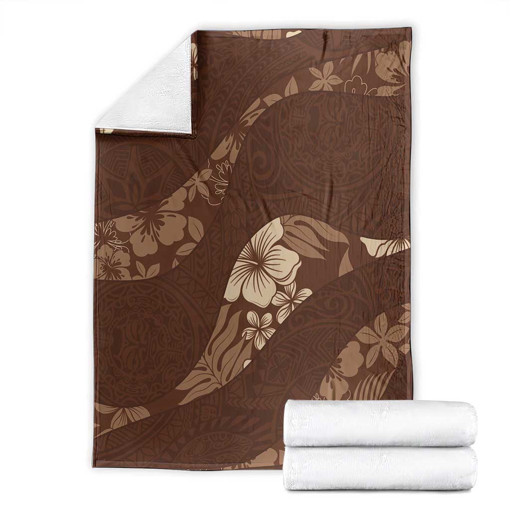 Aloha Hawaii Floral Tapa Blanket Patchwork Mocha - Polynesian Pride