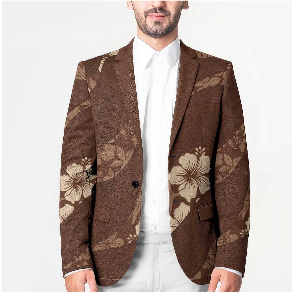 Aloha Hawaii Floral Tapa Blazer Patchwork Mocha - Polynesian Pride