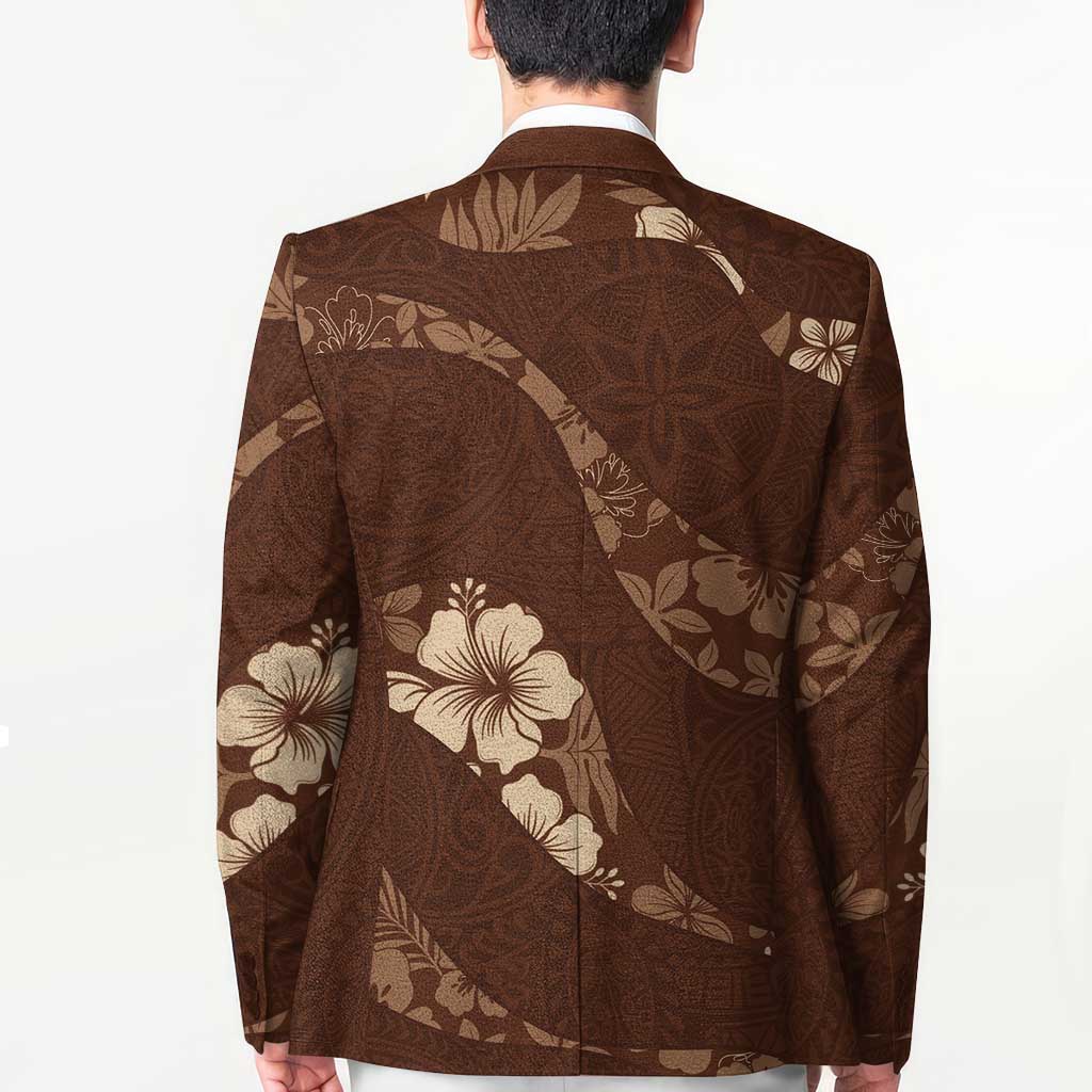 Aloha Hawaii Floral Tapa Blazer Patchwork Mocha - Polynesian Pride