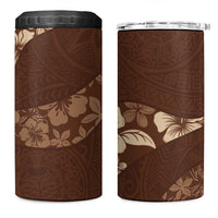 Aloha Hawaii Floral Tapa 4 in 1 Can Cooler Tumbler Patchwork Mocha - Polynesian Pride