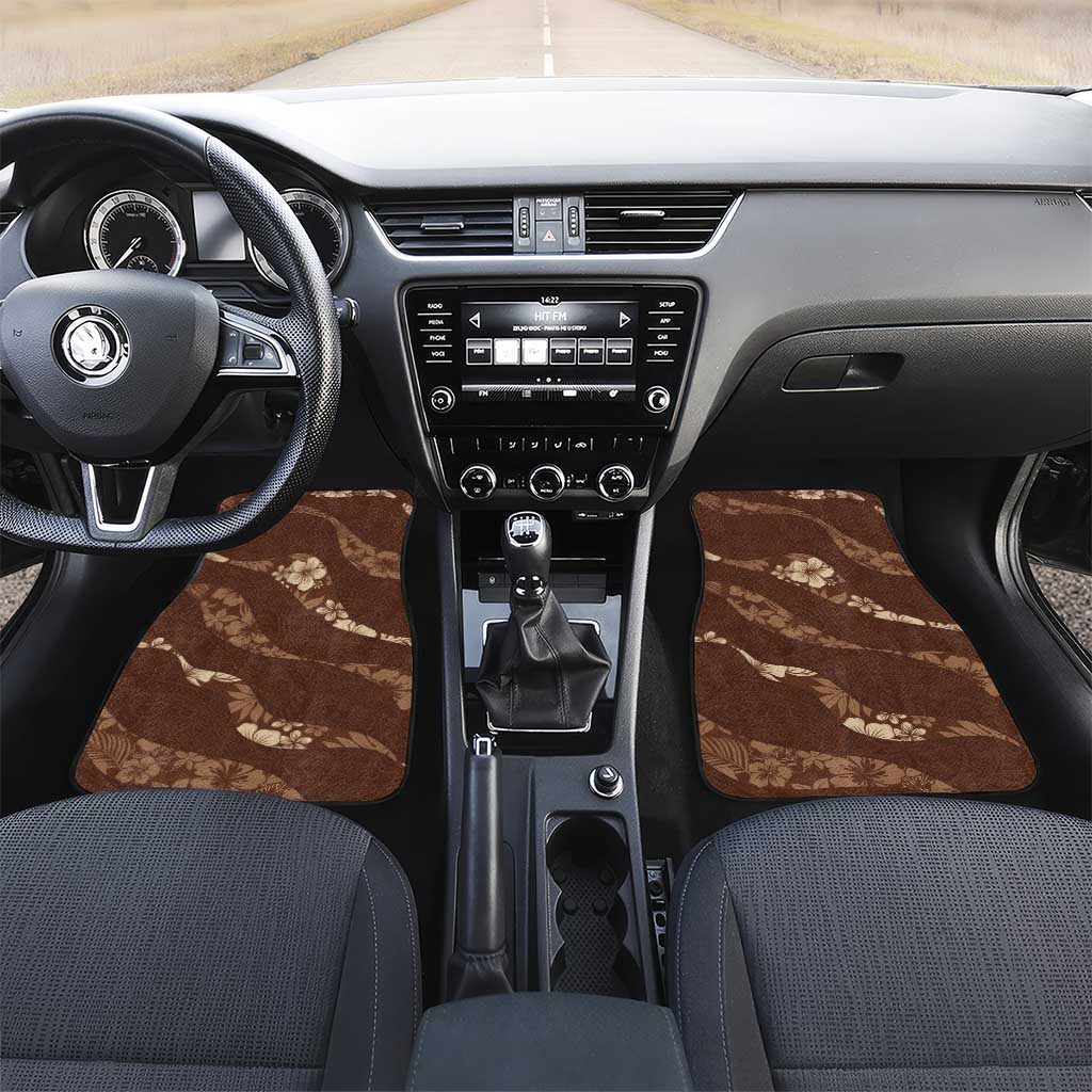 Aloha Hawaii Floral Tapa Car Mats Patchwork Mocha - Polynesian Pride