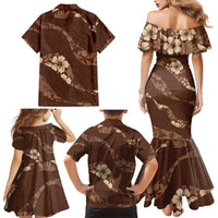 Aloha Hawaii Floral Tapa Family Matching Mermaid Dress and Hawaiian Shirt Patchwork Mocha - Polynesian Pride