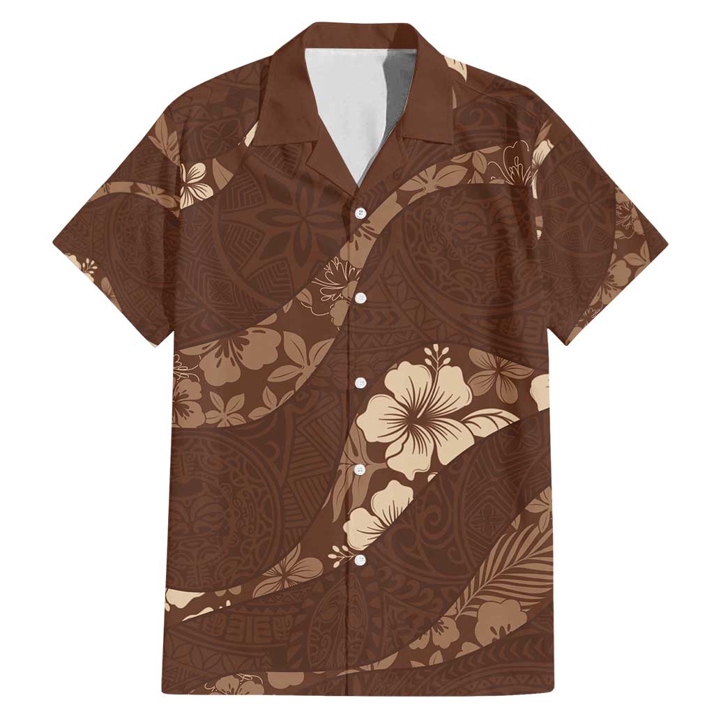 Aloha Hawaii Floral Tapa Family Matching Mermaid Dress and Hawaiian Shirt Patchwork Mocha - Polynesian Pride